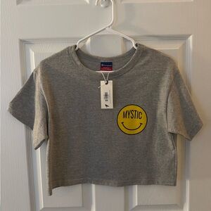 Mystic Smiley Cropped Tee - S - Dark Grey